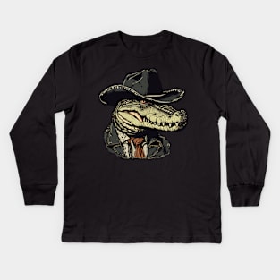 Wild West Gator Cowboy Kids Long Sleeve T-Shirt